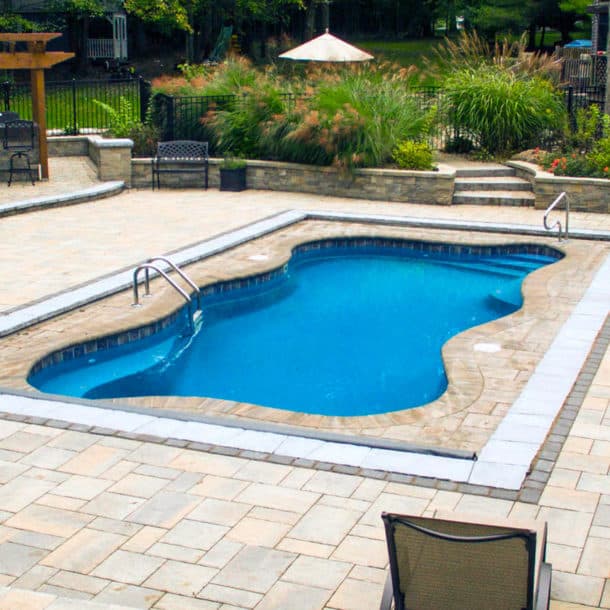 Backyard pool with spa feature in Bexar County TX</p><p>